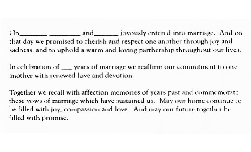 Anniversary Vows English